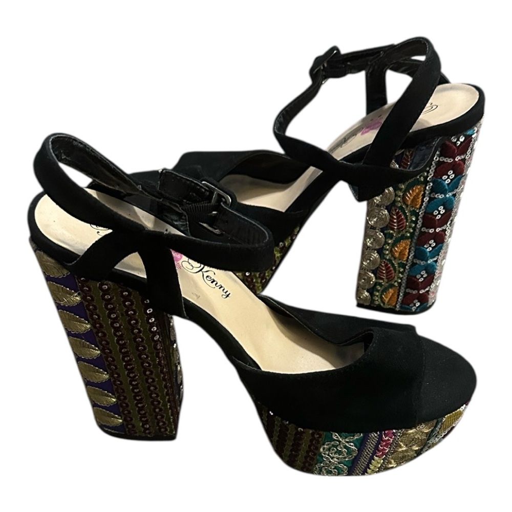 Penny Loves Kenny Black Multicolor Embellished Heels